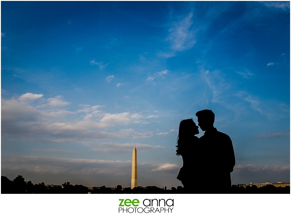 Washington Monument engagement portrait by Zee Anna Photography