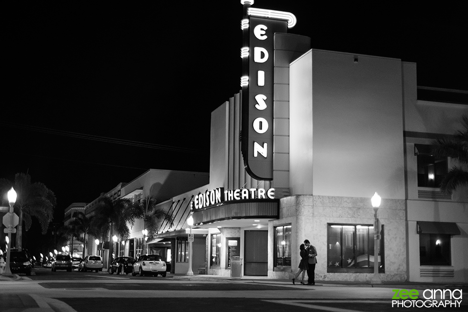 Film-Noir-Downtown-Fort-Myers-Couple-Photo-Shoot