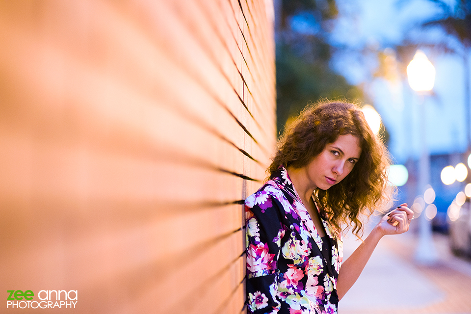 Model in downtown fort myers florida at night