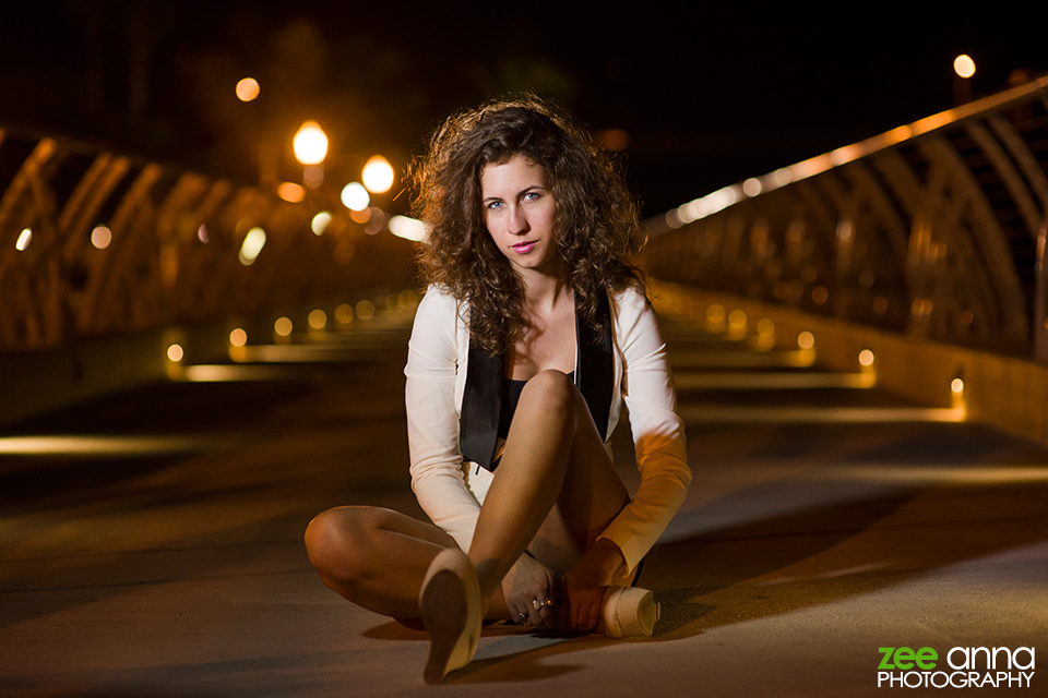 model at night in downtown fort myers florida