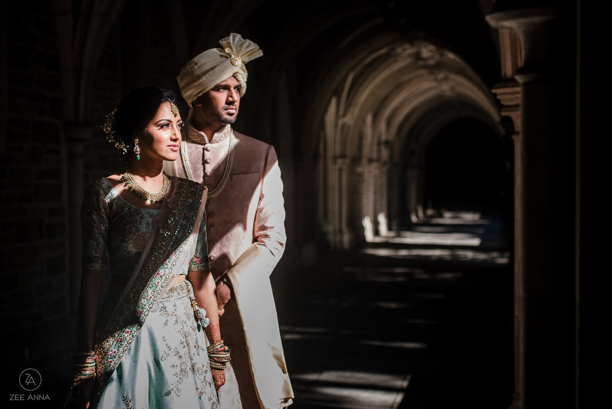 Stylish Indian wedding portrait by Florida photographer Zee Anna